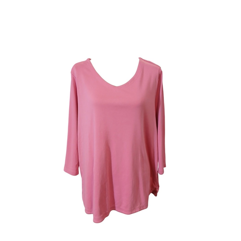 JJill Pink 3/4 Sleeve V Neck Tshirt Top Women's Size 2x Casual Basic Everyday